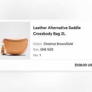 Lululemon - Leather Alternative Saddle Crossbody Bag - Chestnut/Brn and Gold 2L